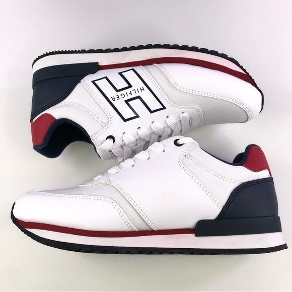 Tommy Hilfiger Mens Mainer Leather Sneakers Shoes Athletic Logo Lace Up 8M - Picture 5 of 12